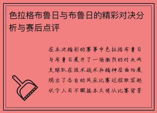 色拉格布鲁日与布鲁日的精彩对决分析与赛后点评